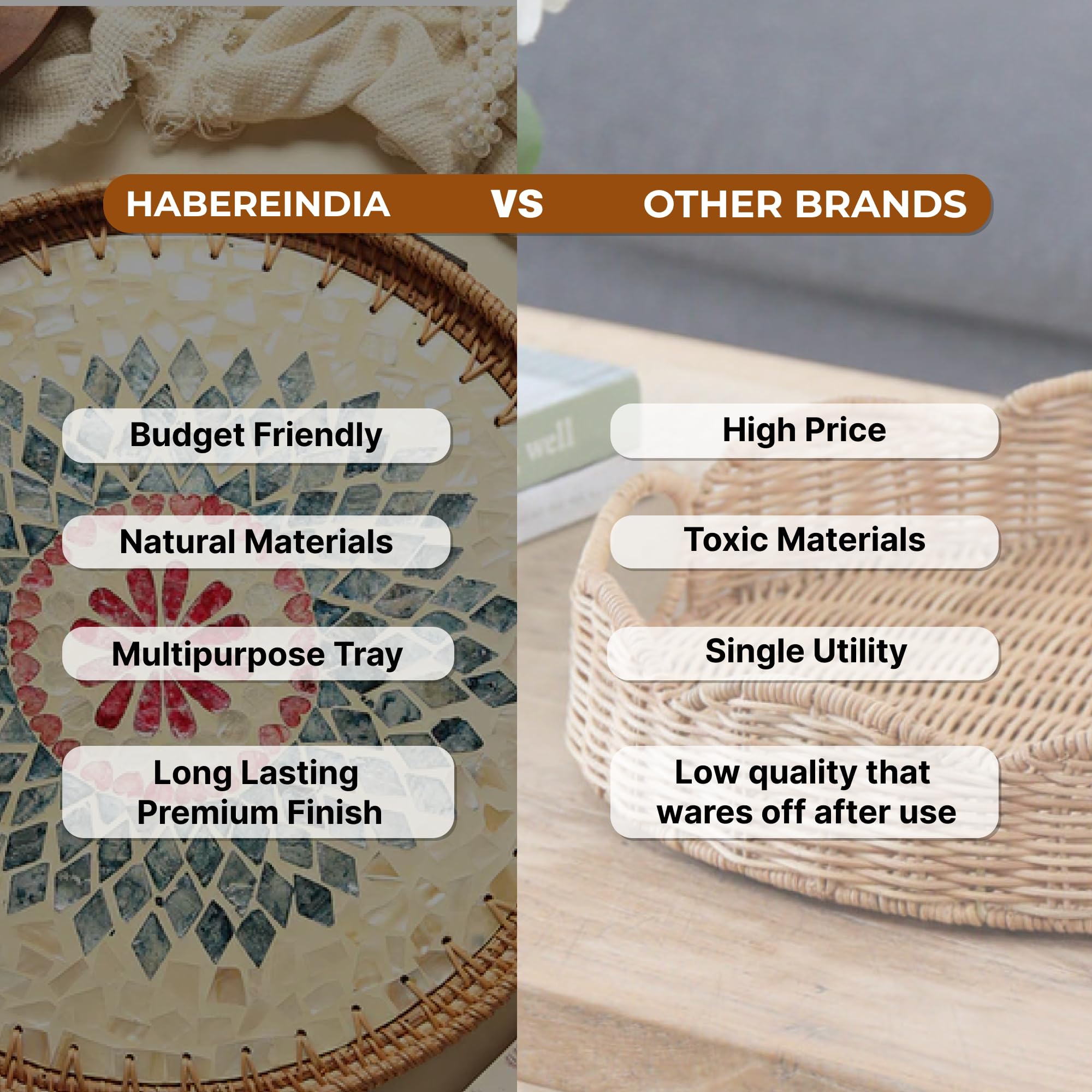 Habere India-All The Cultures Fabricating India Decorative Tray | Multipurpose Trays | Wooden Tray | Wooden Tray For Decoration